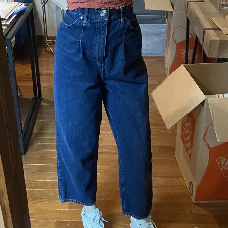 Free People Women's Navy and Blue Jeans