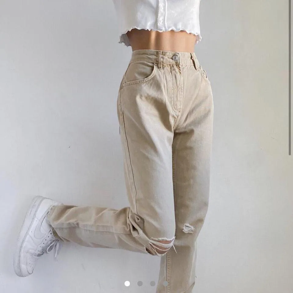 Free People Women's Tan and Cream Jeans