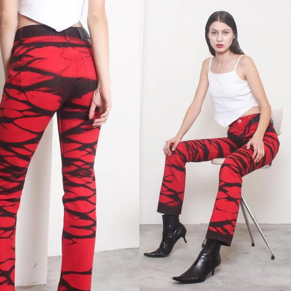 Guess Women's Red and Black Jeans