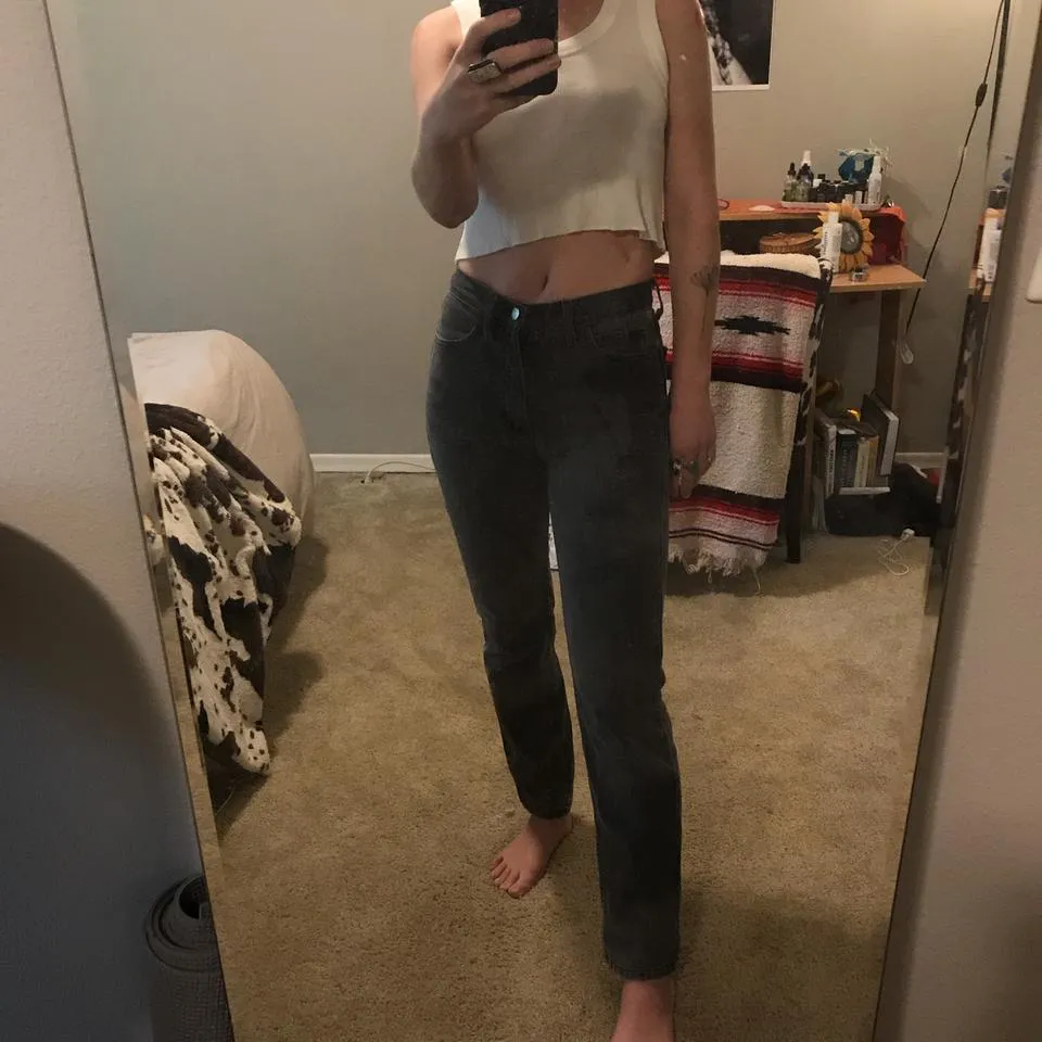 Guess Women's Grey and Black Jeans