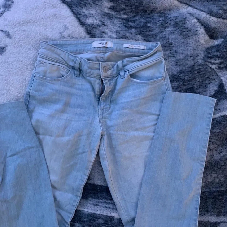 Guess Women's Blue and Silver Jeans