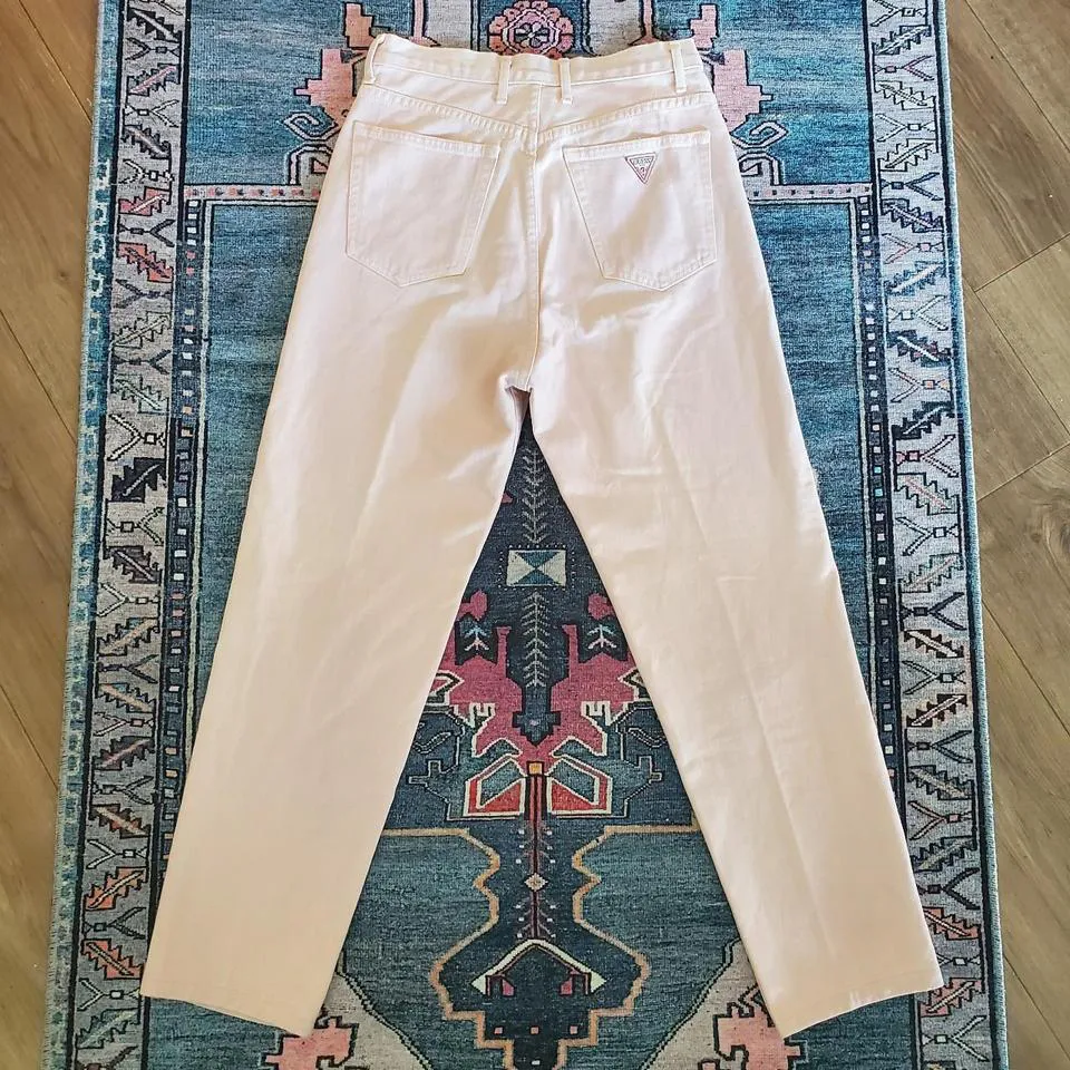 Guess Women's Pink and Cream Jeans