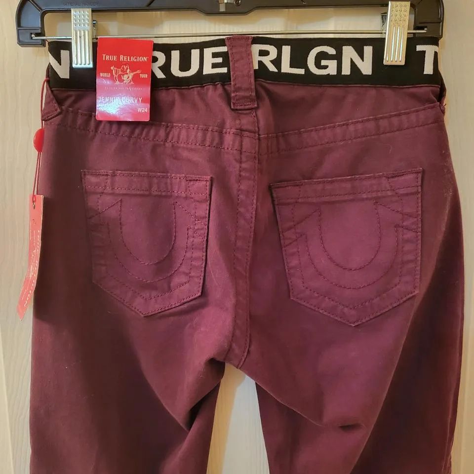 True Religion Women's Red and Burgundy Jeans