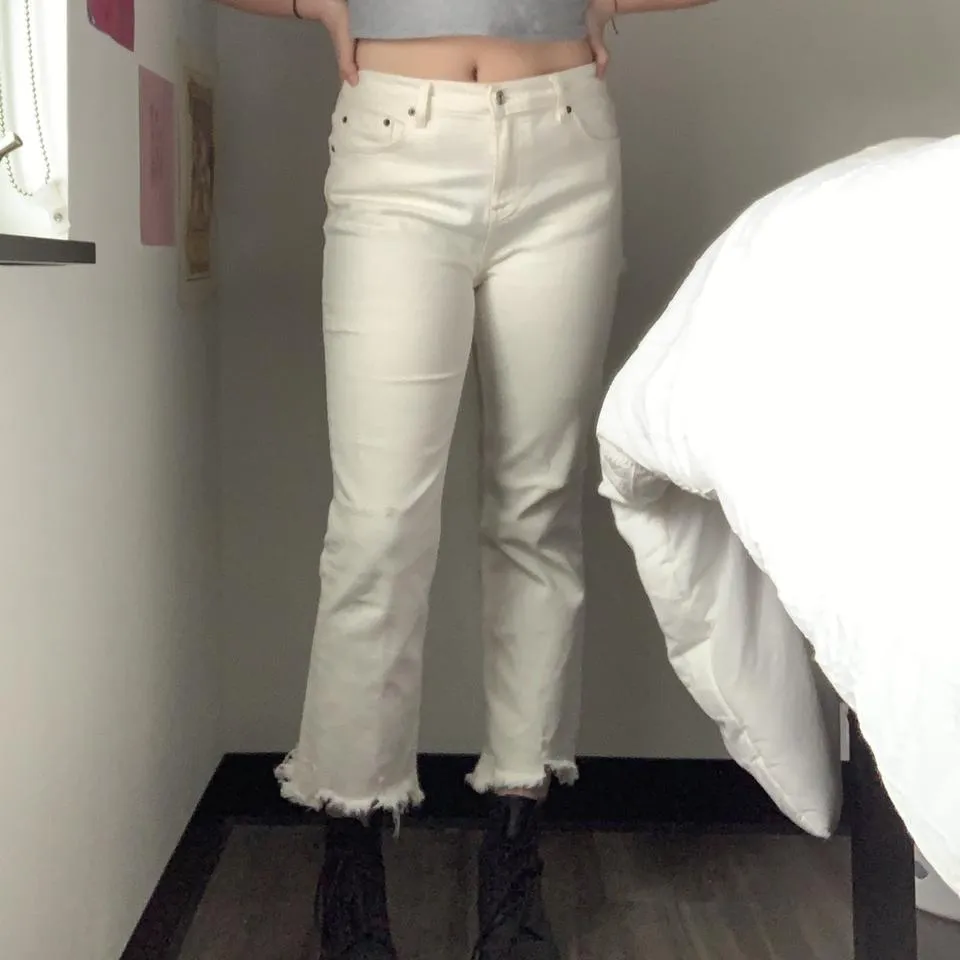 Zara Women's White and Cream Jeans